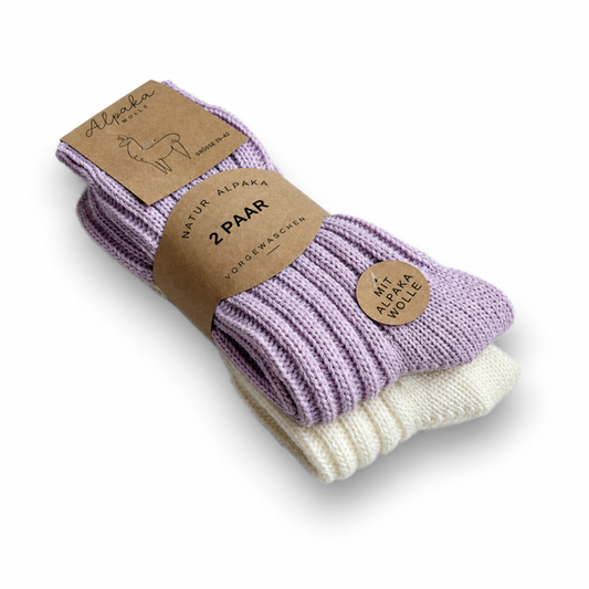 Volnene pletene nogavice  ALPAKA COLOUR - LAVANDA